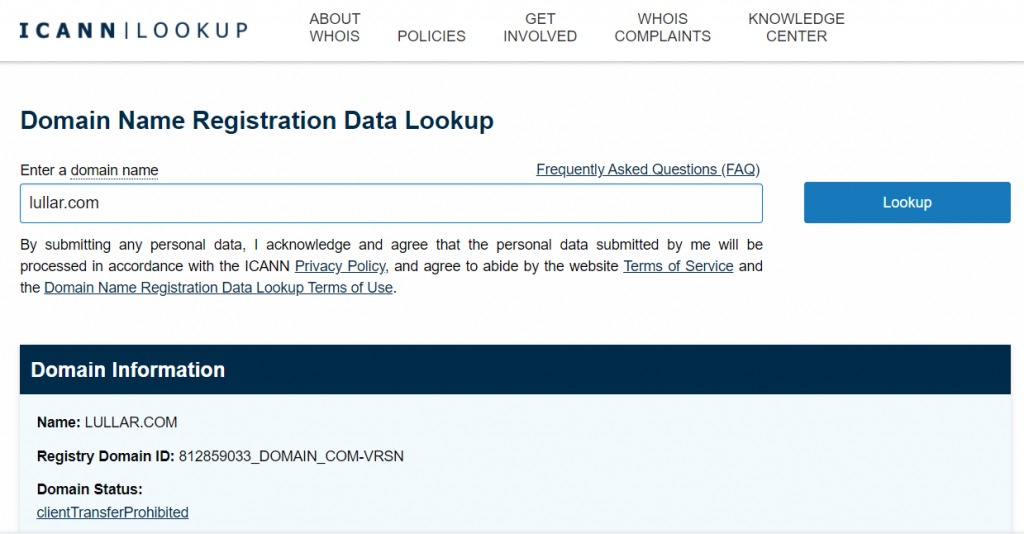 whois lookup icann domain