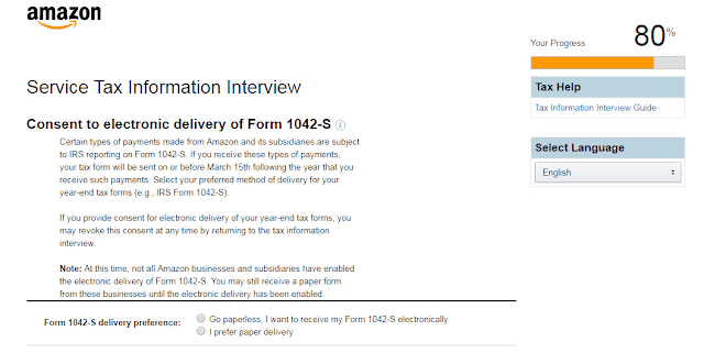 delivery of form 1042-S via paper or electronic mail.