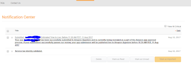 notification for the Submission of App in Play store.