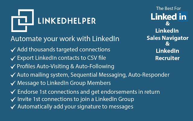 Linked Helper - automate work with LinkedIn to Find email addresses, phone numbers, social networks