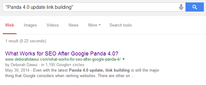 Panda 4.0 update link building without quotes
