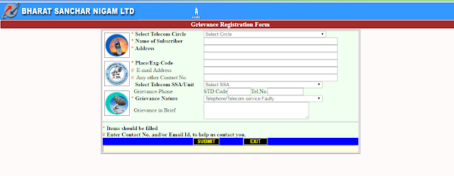 BSNL Online Complaint Portal