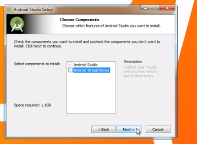 Choose Components 1.1gb size without virtual devices
