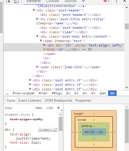 Example how to div code override with CSS inline style