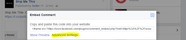 Facebook Embedded Comments Advanced option