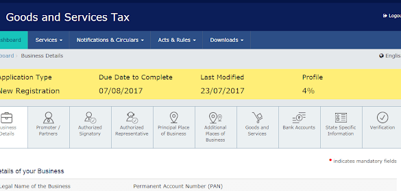 GSTINBPArtBBBregsitrationBportalBbusinessBdetails