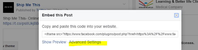 Get URL from facebook for embedded posts advaced settings