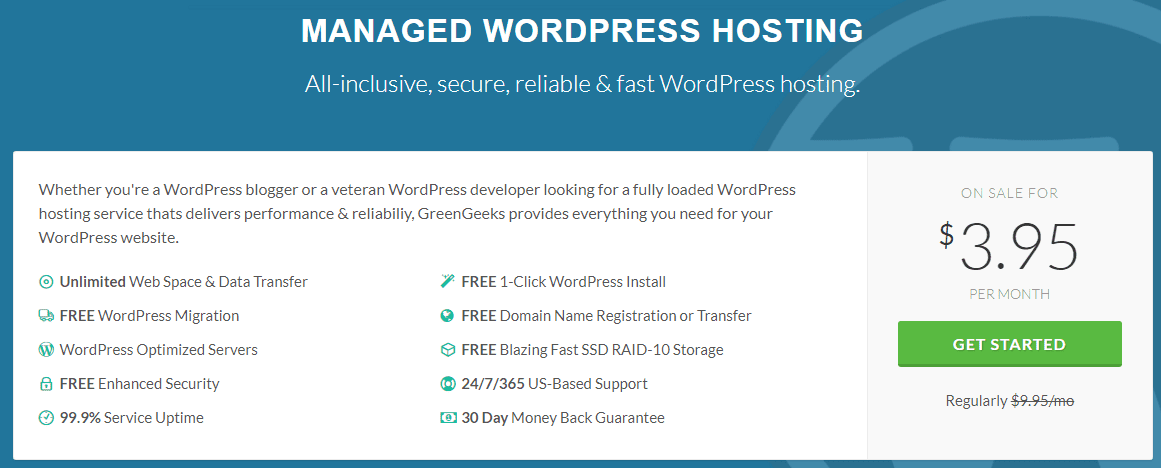 GreenGeeks wordpress hosting for designers