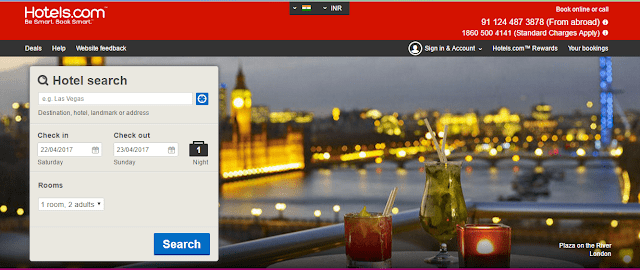 Hotel.com homepage