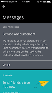 Service Announcement in Uber App