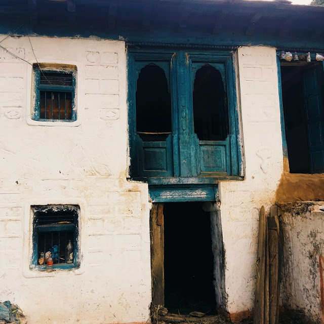 Architecture of local houses with two floor, Pithoragarh City, Uttarakhand