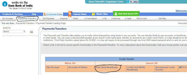 Quick Transfer Money Online in SBI