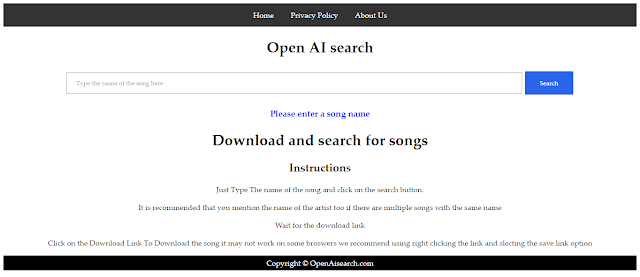 Download Any Songs in One Search - AI Search Engine Bot From India