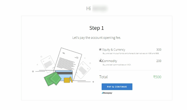 Pay online zerodha account opening charge