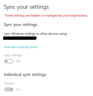Windows 10 sync settings greyed out
