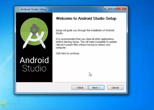 Welcome to Android Studio Installation Screen Click Next