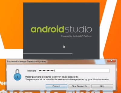 Type master password for android studio starting up.