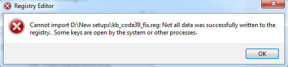 cannot import keys to registry