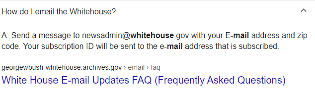 email id of the news admin of White House, US.