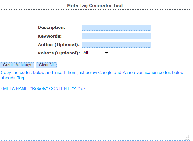 Image of Free meta tag generator tool