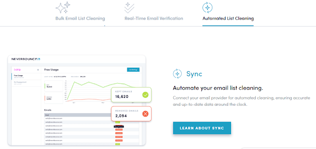 neverbounce email list cleaning tool by connecting with the email provider