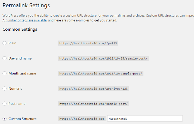 Permalink Settings to create a custom URL structure