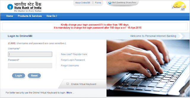 sbi online net banking login