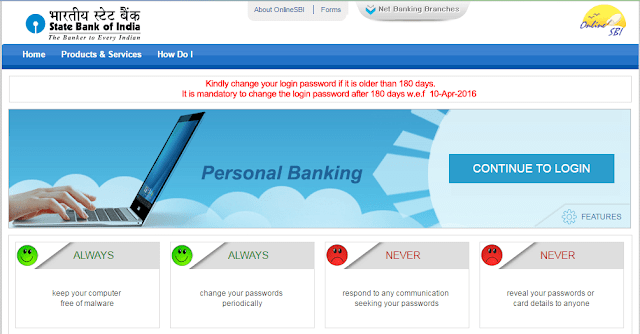 sbi net banking online personal banking login