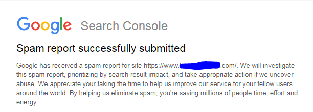 spamBreportBsubmittedBsuccessfullyBemailBmessageBfromBGoogle