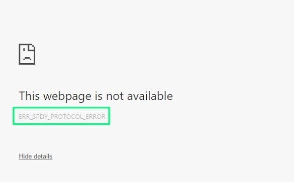 spdy error code screenshot