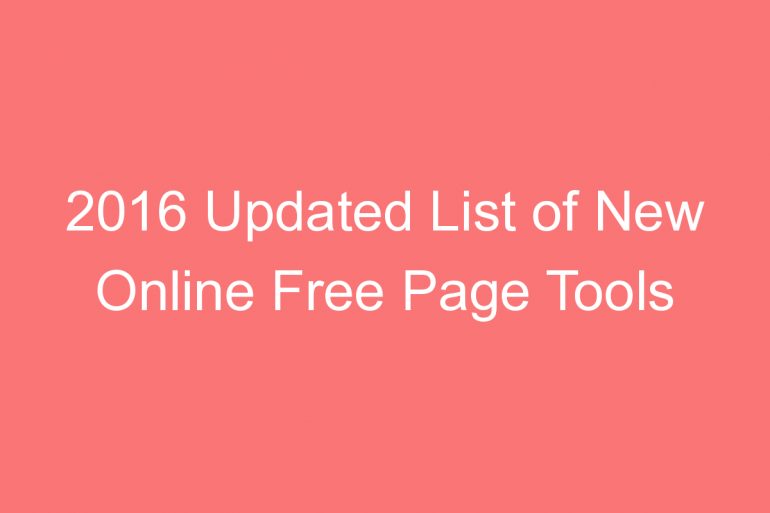 updated list of new online free page tools for seo