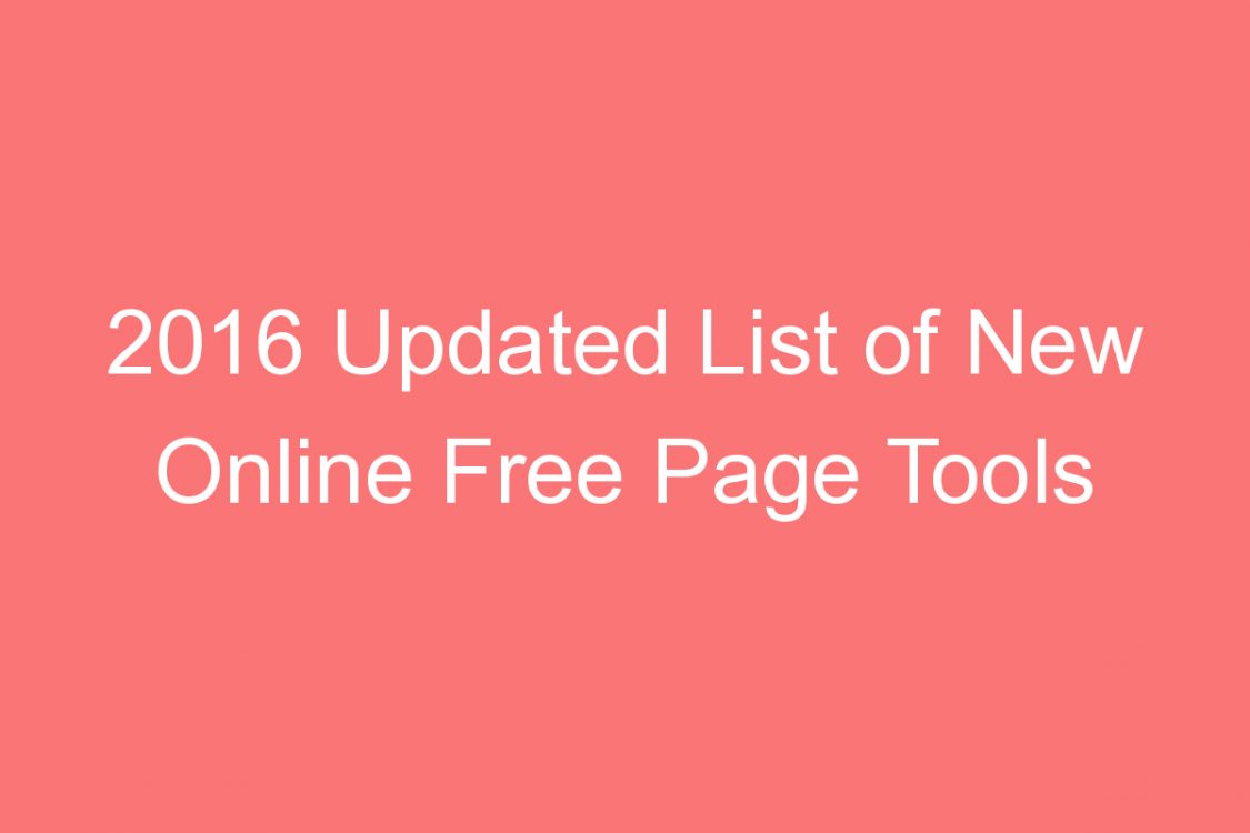 updated list of new online free page tools for seo