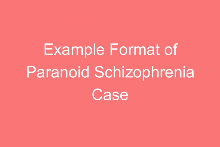 example format of paranoid schizophrenia case study