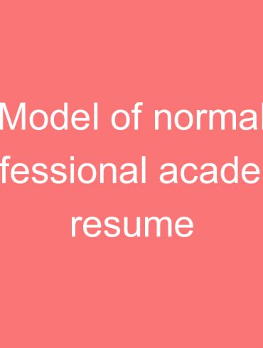 model of normal professional academic resume