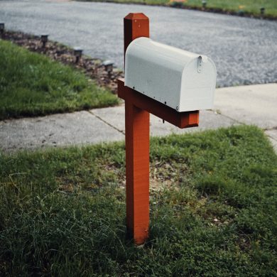 gray metal mail box