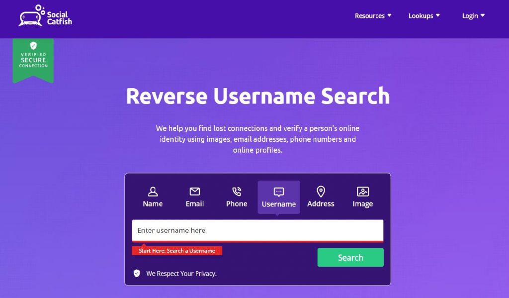 username search social catfish 1
