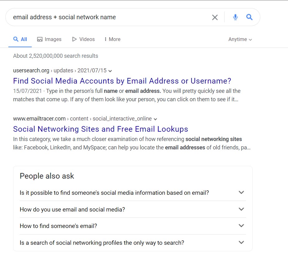 yahoo email address search for social networks