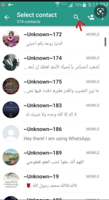 Finding profiles in whatsapp