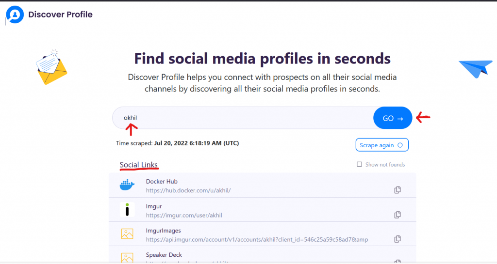 Discovering profile of someone